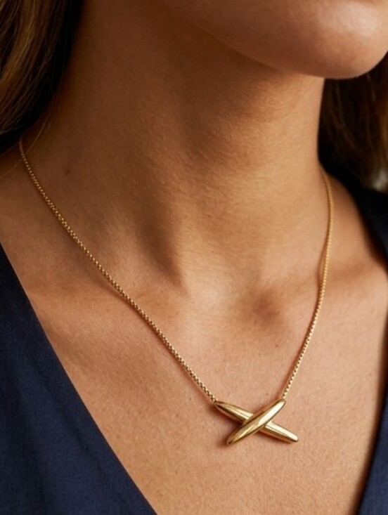 Jewelry - Gold Crisscross X Pendant Necklace Dainty Minimalist Chain Jewelry